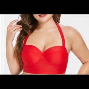 Red halter swim top